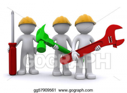 Clipart - Team of construction worker with equipment. Stock ...
