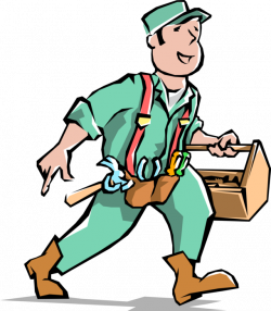 Handyman with Carpentry Toolbox and Belt - Vector Image