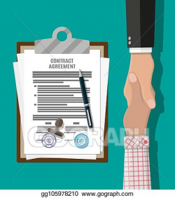 Vector Clipart - Contract agreement paper and handshake ...