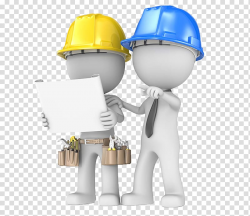 Handyman holding blueprint beside engineer illustration ...