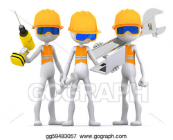 Drawing - Industrial contractors workers team. Clipart ...