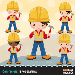 Construction Clipart. Little Boy contractor Graphics, hard hat, planner  stickers, embroidery, commercial use, chore chart, african american,