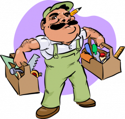 Carpentry Services Contractor with Tools - Vector Image