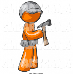 Clip Art of a Contractor Orange Man Hammering by Leo ...