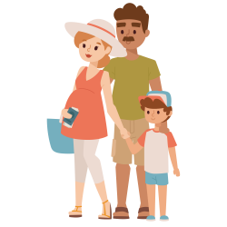 Travel Family Vacation Illustration - Pregnant women and father and ...
