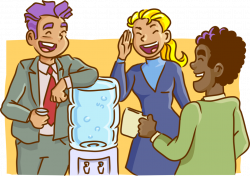 Associates Engage in Water Cooler Banter - Vector Image