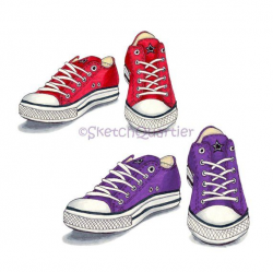 Red and Purple Converse Shoes digital clipart with ...