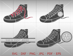 Sneakers SVG, CONVERSE Monogram Frame , Canvas Shoes Clipart Vector  Silhouette Cricut Cut File Commercial Use