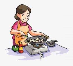 The Mother Who Is Cooking, Cartoon, Fire, Flame PNG Image and ...