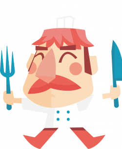 Chef Cook Cartoon Illustration - The chef holding the knife and fork ...