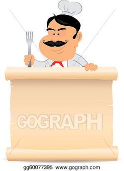 Vector Clipart - Chef cook holding parchment menu. Vector ...