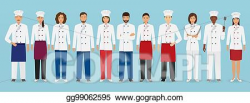 Vector Illustration - Food service occupation team standing ...