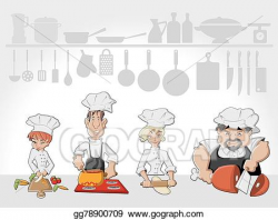 Vector Stock - Chef team cooking delicious meal . Stock Clip ...