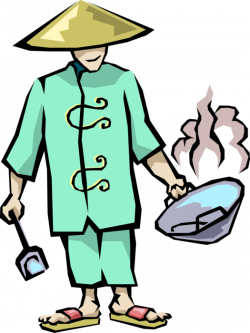 Chinese Chef with Stir Fry Wok - Vector Image