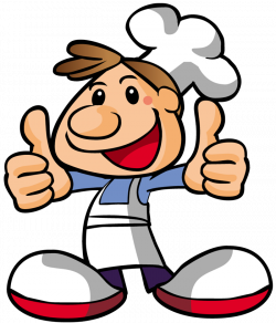 Cartoon male chief cook in uniform showing thumb up | 1designshop