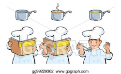 Vector Stock - Chef preparing and tasting soup, holding ...