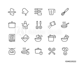 Simple Set of Cooking Related Vector Line Icons. Contains ...