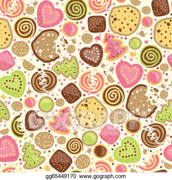 EPS Vector - Colorful cookies seamless pattern background ...