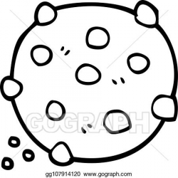 Vector Stock - Line drawing cartoon chocolate chip cookie ...