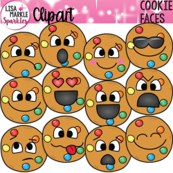Cookie Clipart, Cookie Clipart with Faces, Emoji Clipart, Food Clipart