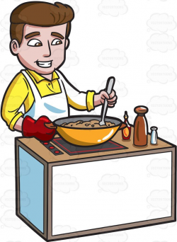 A happy man making a home cooked meal #cartoon #clipart ...