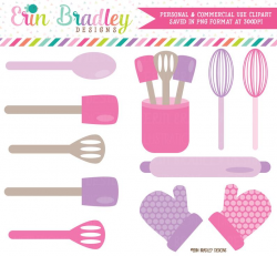Baking Kitchen Clipart Graphics Pink & Purple Cooking Utensils Whisk  Spatula Rolling Pin Oven Mitts Clip Art