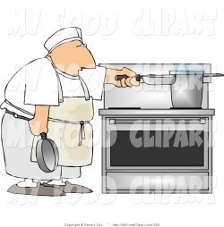 Food Clip Art of a Short Order Chef Heating Food on a Stove ...