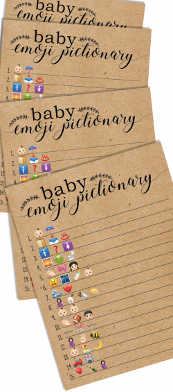 Baby Shower Emoji Pictionary, Emoji Pictionary Kraft Paper Shower ...