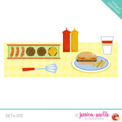 BBQ Table Cute Digital Clipart, Cookout Clip art, Barbeque ...