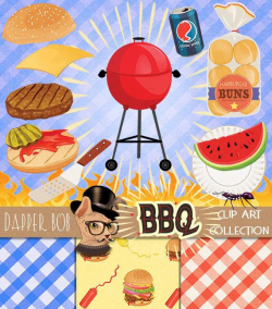 BBQ Cookout Party Clip Art Collection | Barbecue Grill PNG Clipart Set