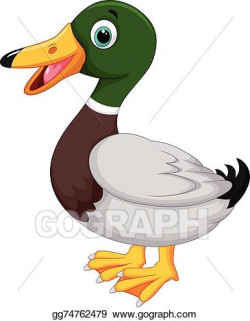 Vector Illustration - Cute cartoon duck . EPS Clipart ...
