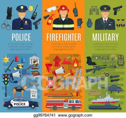 Vector Illustration - Police, firefighter and military ...