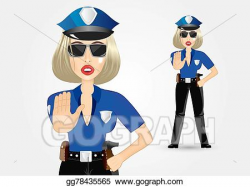 Vector Illustration - Blonde female policewoman cop showing ...