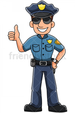 Male Police Officer Gesturing Thumbs Up And Smiling ...