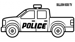 Drawing police truck coloring for kids
