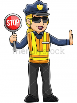 Female Police Officer Holding Stop Sign | do pracy | Female ...