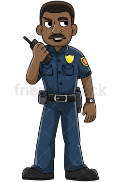African American Police Officer Talking On The Radio | Paint ...