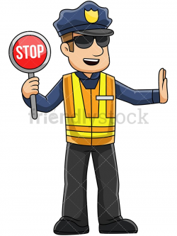 Male Police Officer Holding Stop Sign | police/cop character