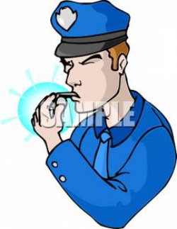 A Cop Blowing a Whistle - Royalty Free Clipart Picture