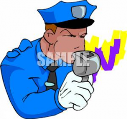 A Policeman Blowing a Whistle - Royalty Free Clipart Picture