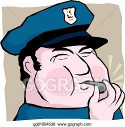 Vector Stock - Cop blowing whistle. Stock Clip Art ...