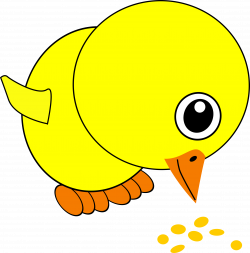 Clipart - Funny Chick Eating Bird Seed Cartoon