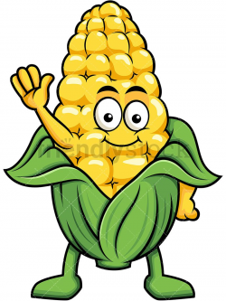 Cute Corn Mascot Waving | Clip Arts | Cartoon drawings, Corn ...