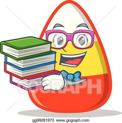 Vector Illustration - Student with book candy corn character ...