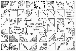 Hand Drawn Photo Corners Clipart, Doodle corners clip art ...