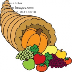 Royalty Free Clipart Illustration of a Thanksgiving Cornucopia