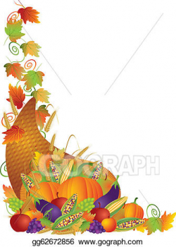 Vector Illustration - Thanksgiving cornucopia vines border ...