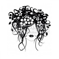 Cosmetology Clip Art | Clipart of Beautiful girl with flowers in ...