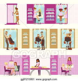 EPS Illustration - People in beauty salon enjoying hair and ...