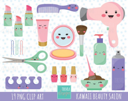 50% SALE Kawaii Salon clipart, BEAUTY SALON clipart, commercial use, hair  care, hair salon, cosmetology, cute graphics, make up